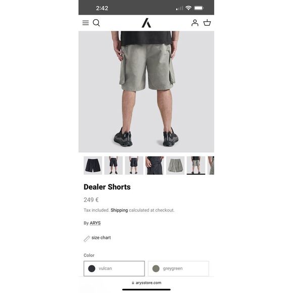 ARYS Dealer Shorts Mens Sz Medium Cargo Nylon Suede Removable Pockets Greygreen - Picture 12 of 16